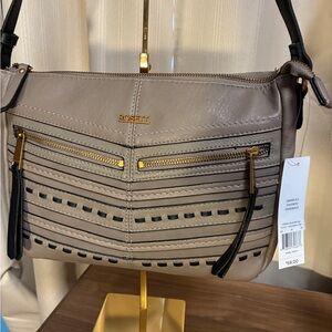 Rosetti Taupe Shoulder Bag with Gold Hardware and Black Accents NWT